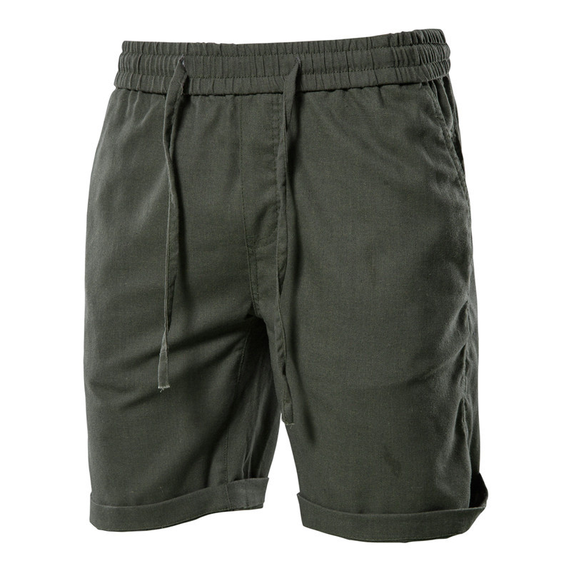 TK Pantalones cortos de playa de verano para hombre, pantalones cortos de algodón y lino con cintura elástica a la moda informal para hombre en 10 colores, talla europea