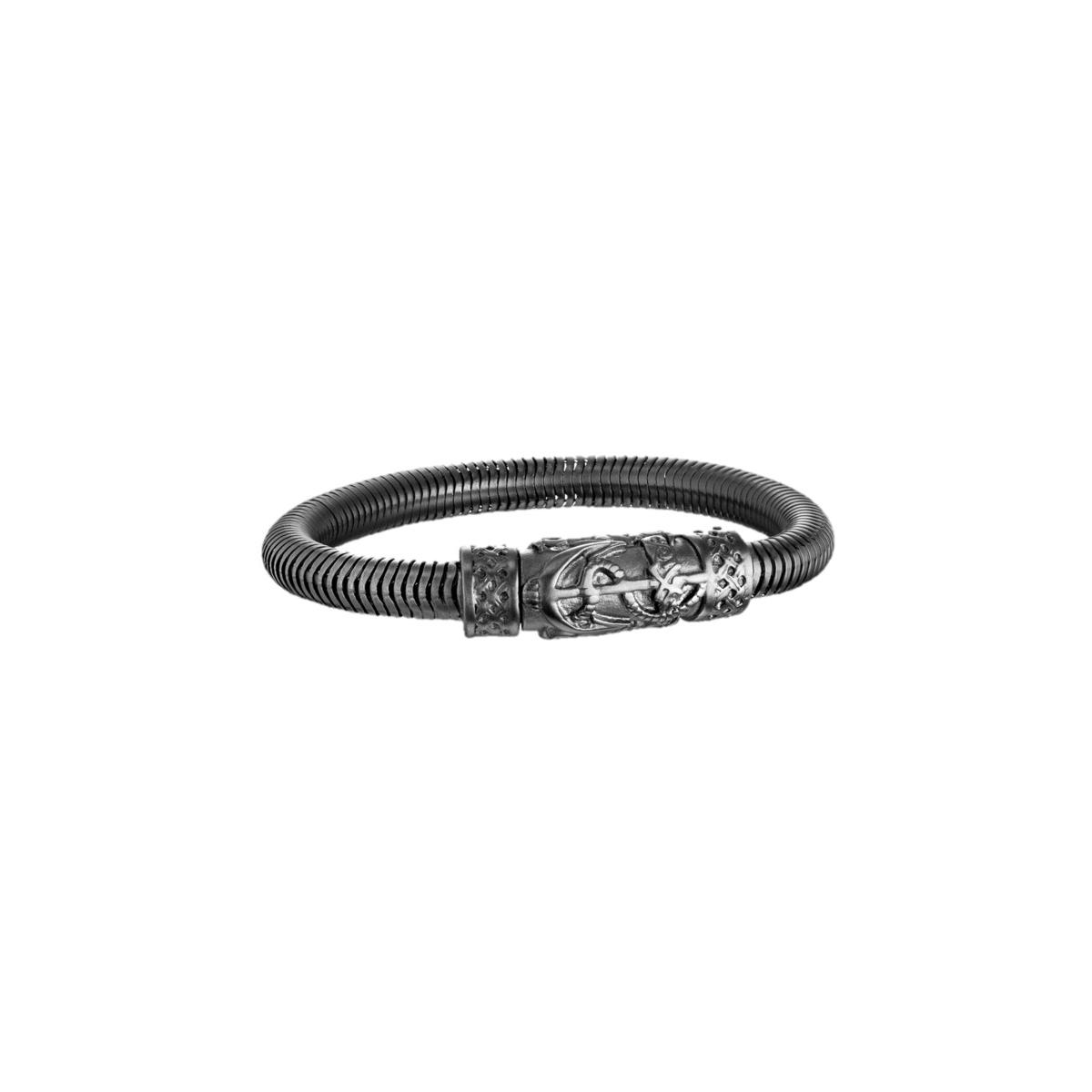 Police Pulsera Hombre Pj.25924bsb/01-s Harbor Br.blk Cyl.magn De Acero Negro S14ajp02b