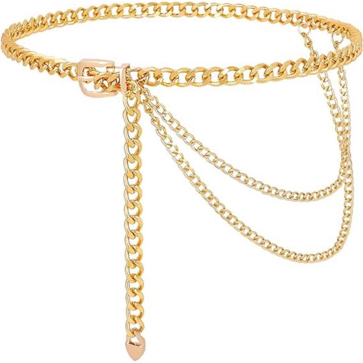 Om Home Cadena corporal — Cadena gruesa y superpuesta para la cintura — Cadena colgante para la cintura — Versátil y ligera — Estilo clásico — Ideal para colgantes de bolsos, llaveros, cadenas para el móvil, bisutería y mucho más — 105 cm