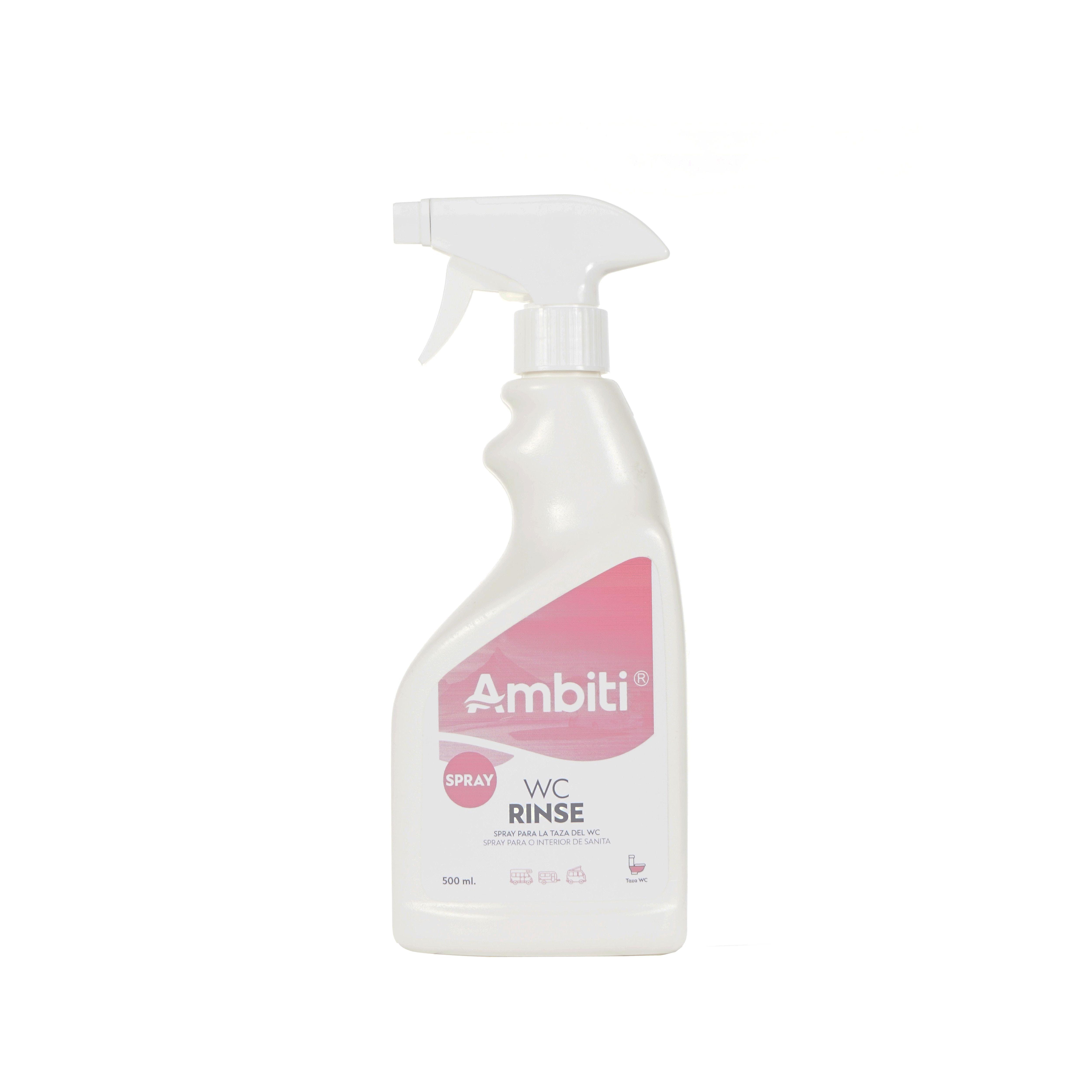 AMBITI | WC Rinse Spray 500 ml | Limpiador para la Taza del WC | Higiene y Frescor para Inodoros Portátiles, Caravanas y Autocaravanas
