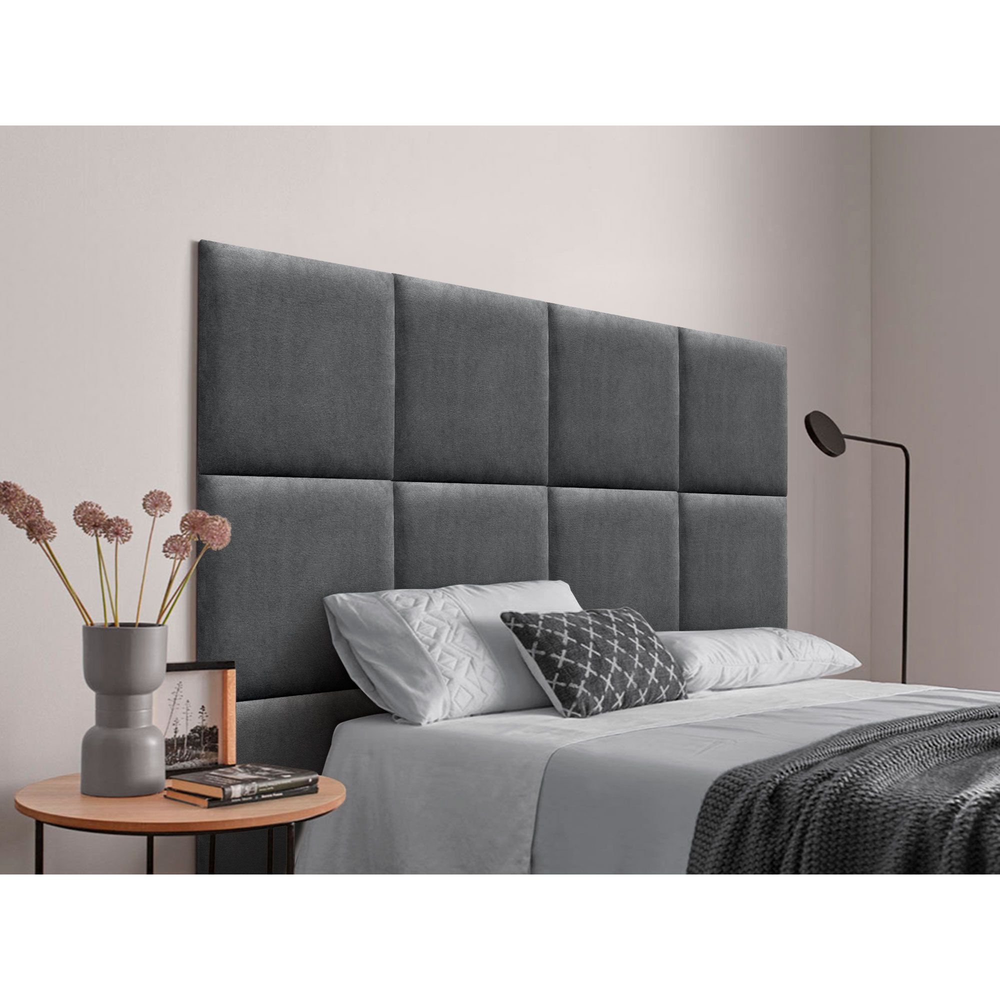 DHOME Cabecero Tapizado Compuesto de Paneles Autoadhesivos Intercambiables de Tela Acualine Cama Lujo Dormitorio Acolchado