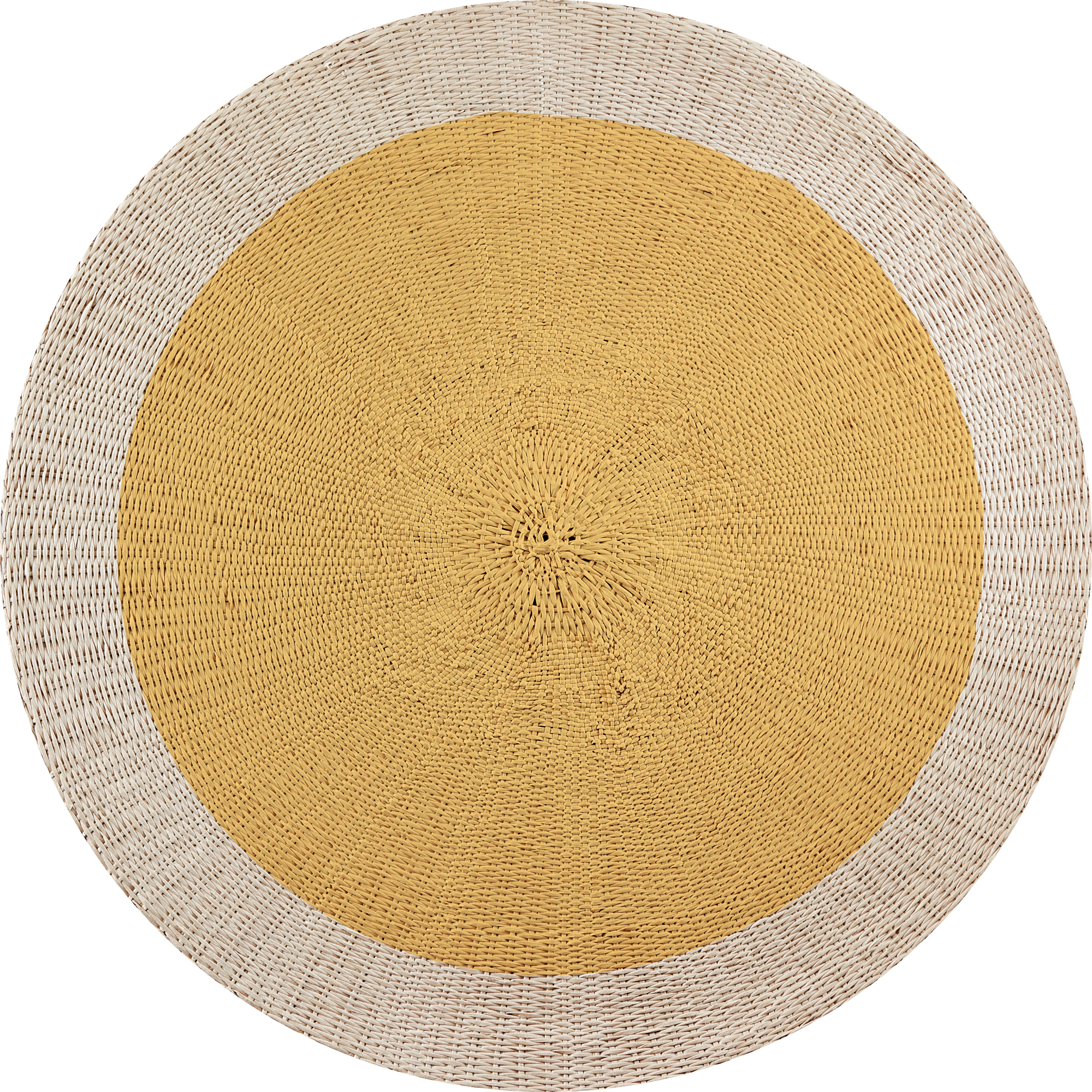 VINILIKO, Alfombra interior/exterior PVC Rattan yellow redonda, imitación textura natural