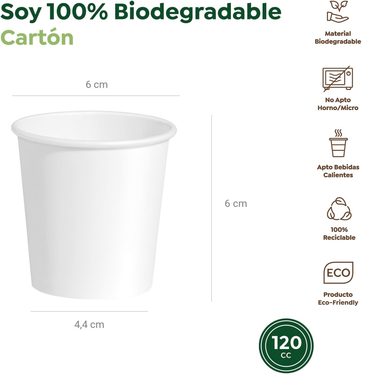 C.A | Vasos de Cartón Blancos para Café | Desechables | Resistentes a Bebidas Calientes y Frías