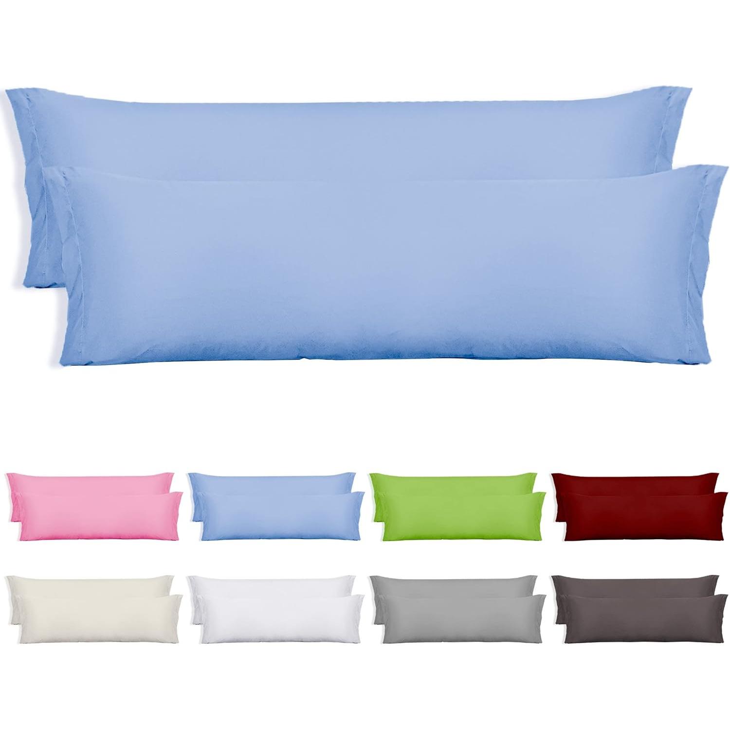 Juego de 2 Fundas Almohada en forma de sobre Largo, Poliéster Transpirable y Suave, Sin Cremallera.