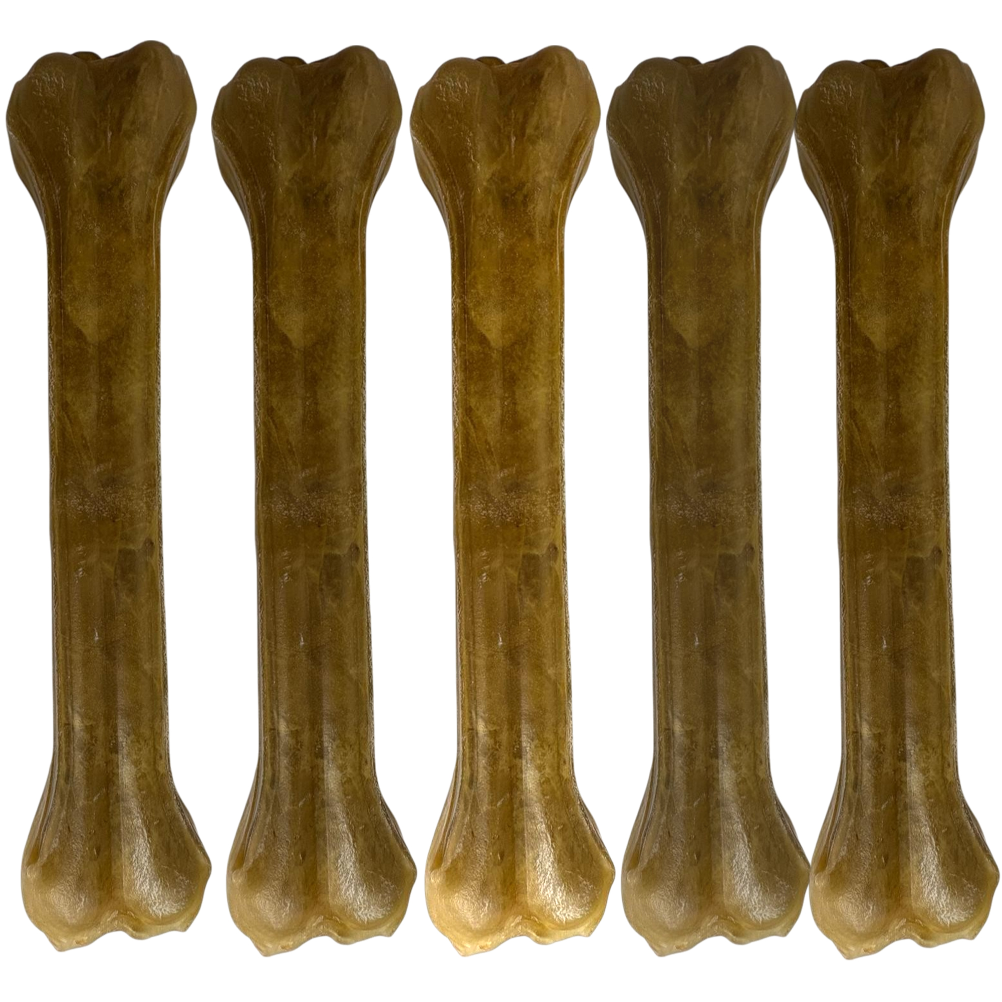 Pack de 5 huesos prensados de piel de vacuno Moly con 85% de proteína - 32 cms de largo