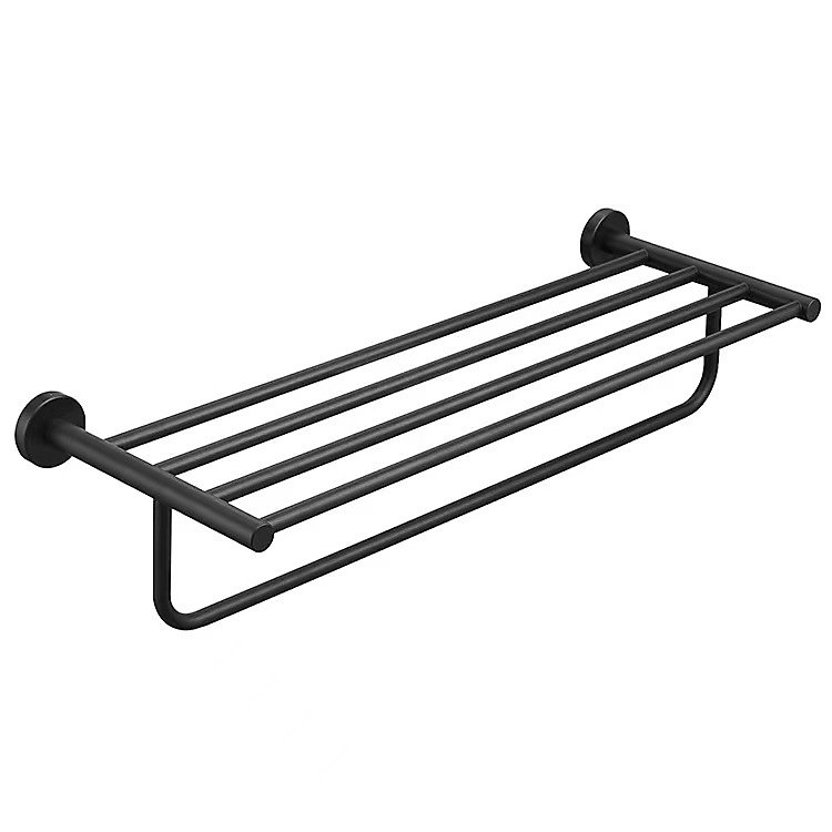CA Estantería de baño con toallero, acabado negro mate