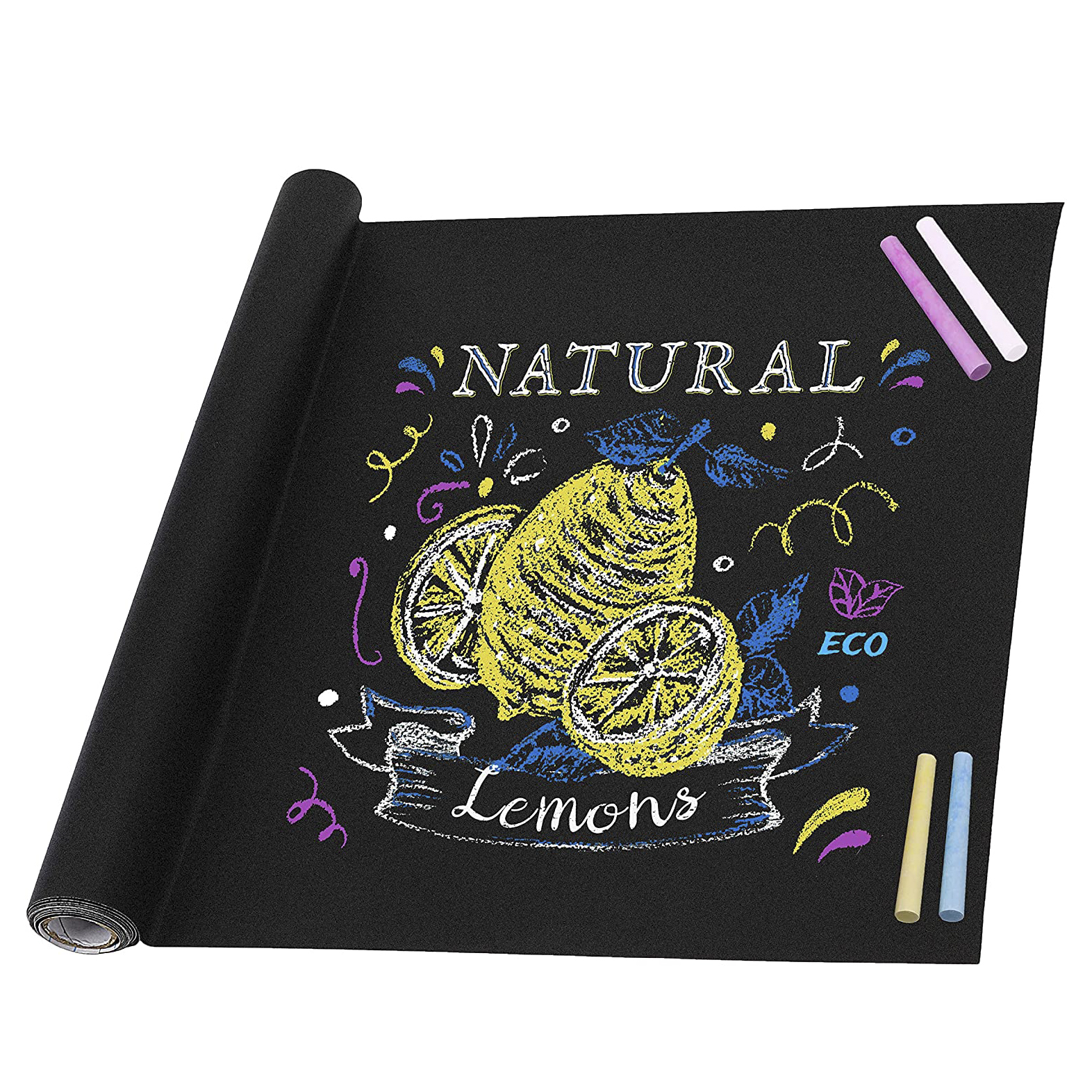 Rollo de Pizarra Negra Autoadhesiva 60x150cm Pegatina de Pared 45x200cm Vinilo para Escribir con Tiza 45x150cm, Lamina Pizarra Adhesiva Infantil
