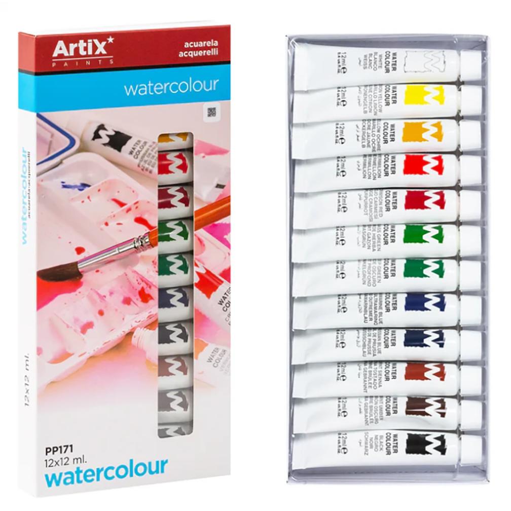 Set de Pinturas Artísticas Surtidas 12 Tubos x 12 ml – Óleo, Acrílica, Gouache, Textil y Base Agua – Colores Intensos y Mezclables, No Tóxicas – Para Lienzo, Tela, Madera, Metal y Manualidades – Kit Completo para Artistas, Niños y Estudiantes