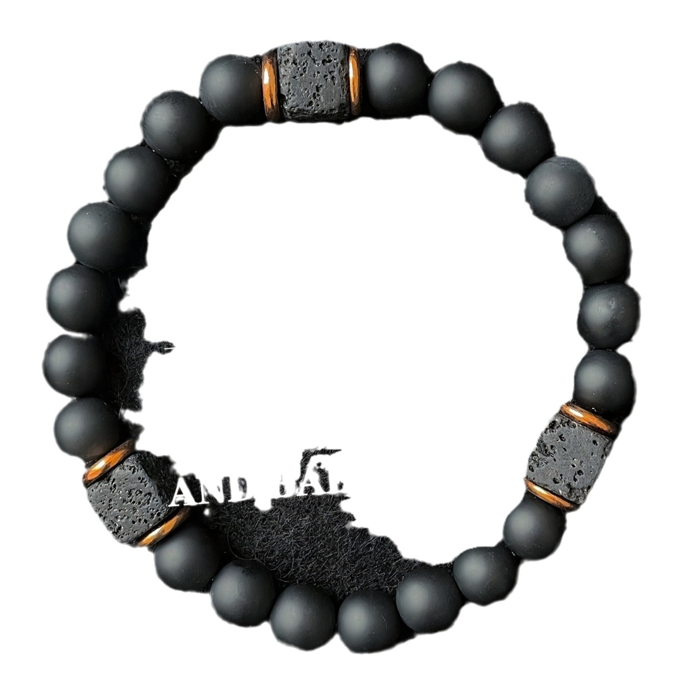 Pulsera de Piedra Volcánica para hombre, pulsera cuadrada de ónix Negro, pulsera de Piedra natural, el mejor regalo para los padres, Hermanos y Parejas.