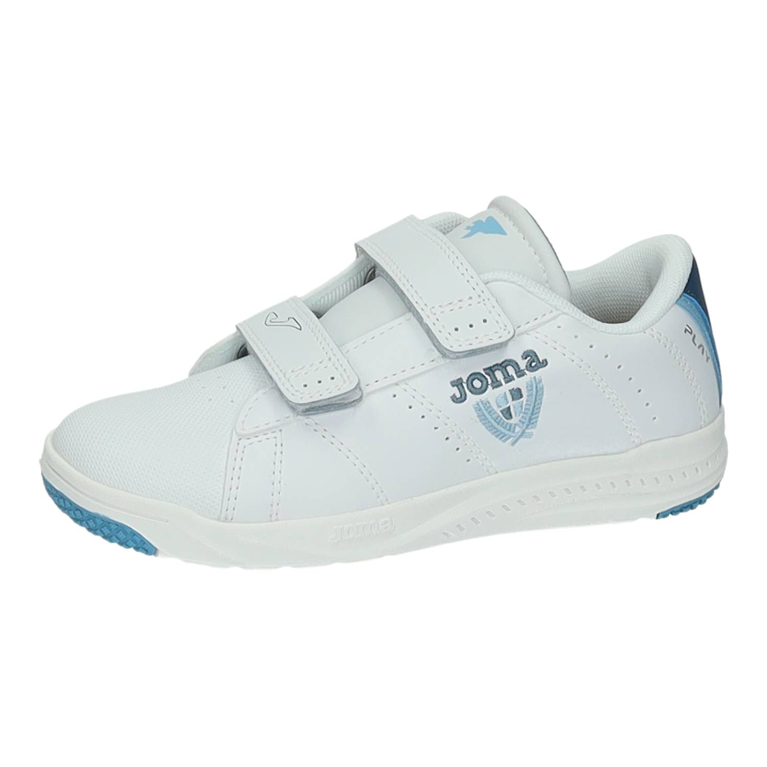 Zapatillas marca JOMA para niño en color blanco. Calzado Escolar Infantil, Piel Sintética, Transpirables VTS, Suela de Caucho DURABILITY