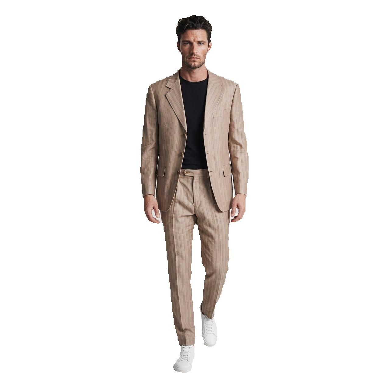 Chaqueta de traje elegante Marca BanBat para hombre en mezcla de lana y viscosa, diseño atemporal con rayas refinadas ideal para eventos formales y look smart casual- REF: C3-40-1
