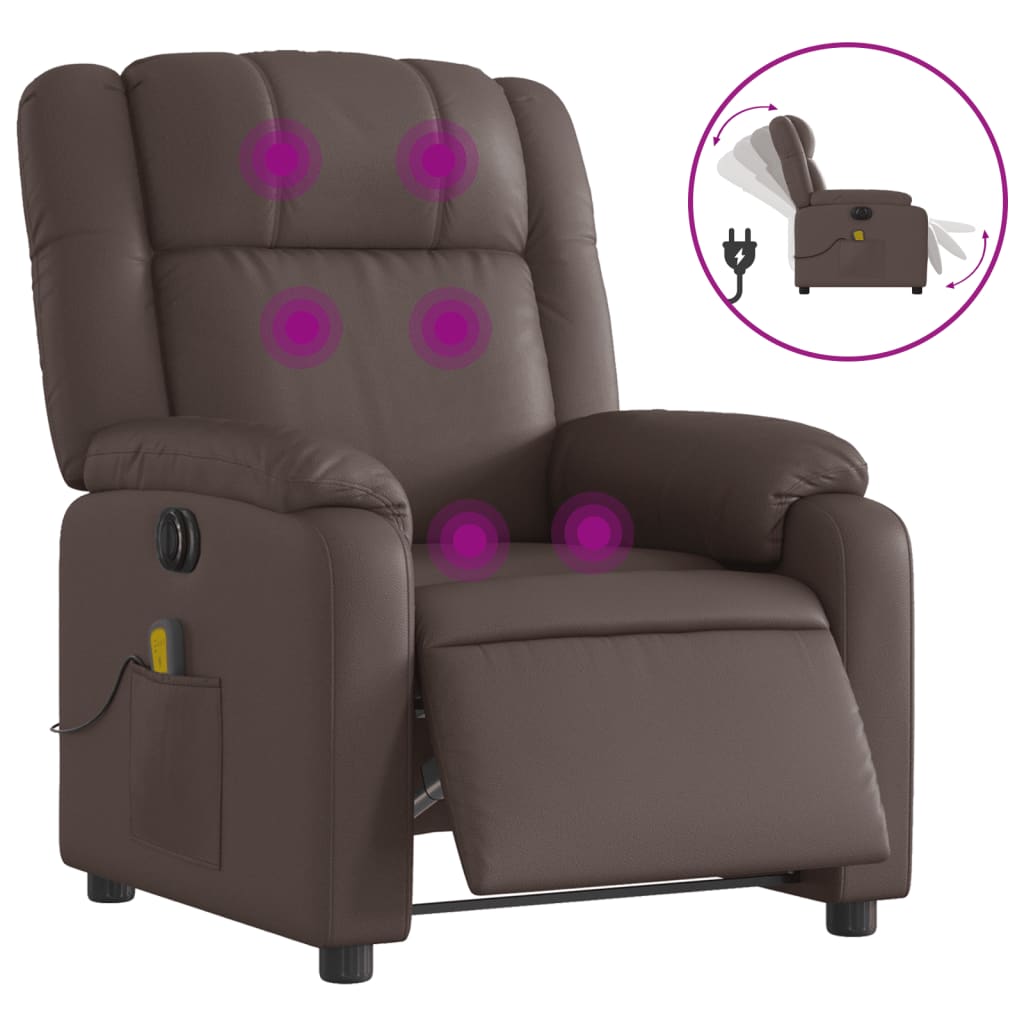 Vidaxl Sillón de Masaje Reclinable Eléctrico Cuero Sintético Negro