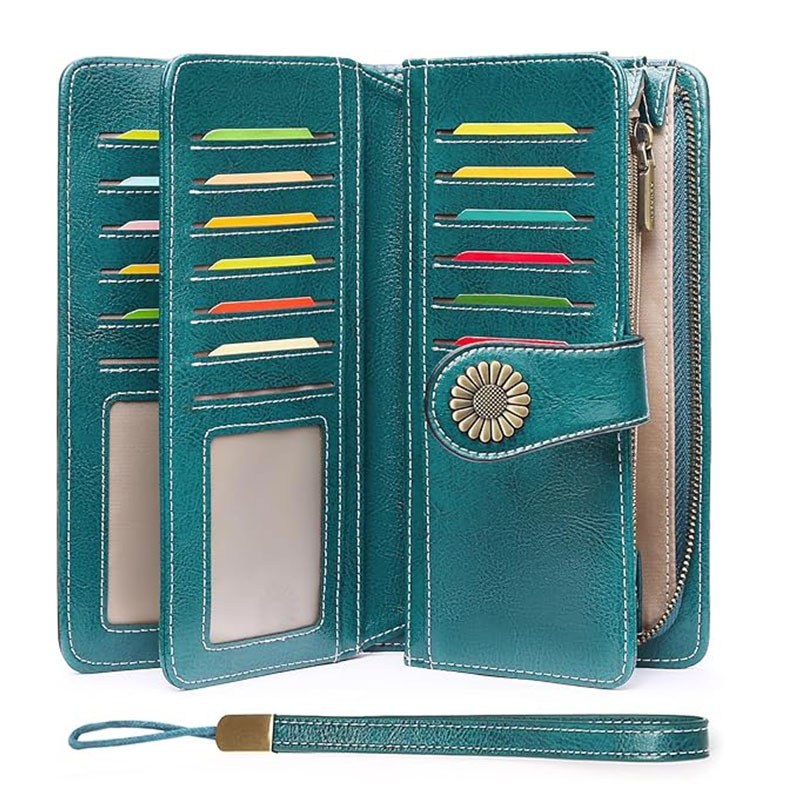 Billeteras de cuero para mujer, tarjetero de crédito con bloqueo RFID, pulsera de gran capacidad | with RFID Blocking, Large Capacity, Wristlet, with RFID Blocking, Large Capacity, Wristlet