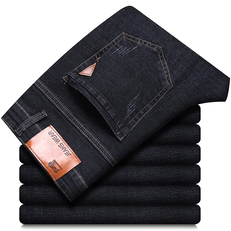 TK Nuevos Jeans Elásticos Para Hombre 2025 Estilo Clásico Slim Straight Pantalones De Lana Cómodos Y Moda Con Cierre De Cremallera