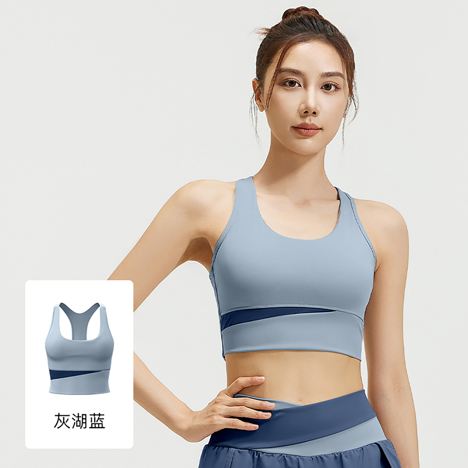 TK Sujetador deportivo con empalme para mujer, de alta resistencia, a prueba de golpes, fruncido, para fitness, para correr, yoga, color piel