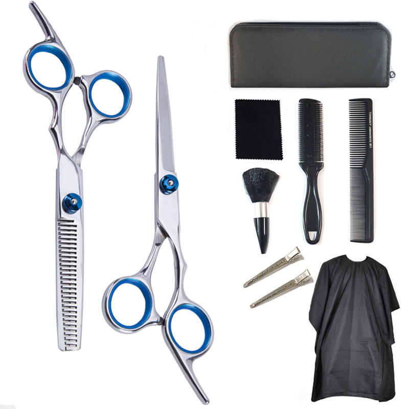Tijeras Peluqueria Profesional，7 Pack/Set 6" Tijeras de Peluquería Profesional Corte de Pelo de Acero Inoxid con Peine,Barberos o Uso en el Hogar, Ligero y Agudo