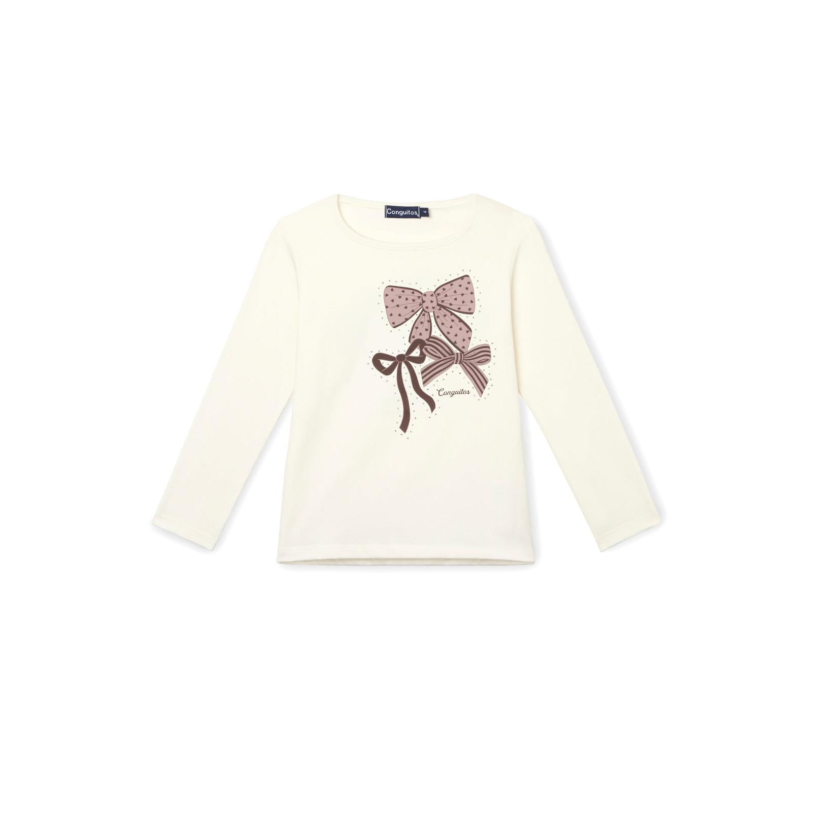 Conguitos - Camiseta de manga larga blanco roto con lazo para Niña