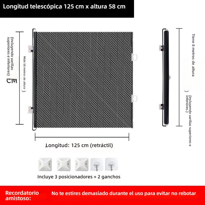 Barrera retráctil para gatos, antiescape, antissaltos, separador ajustable para puertas y pasillos, fácil instalación.