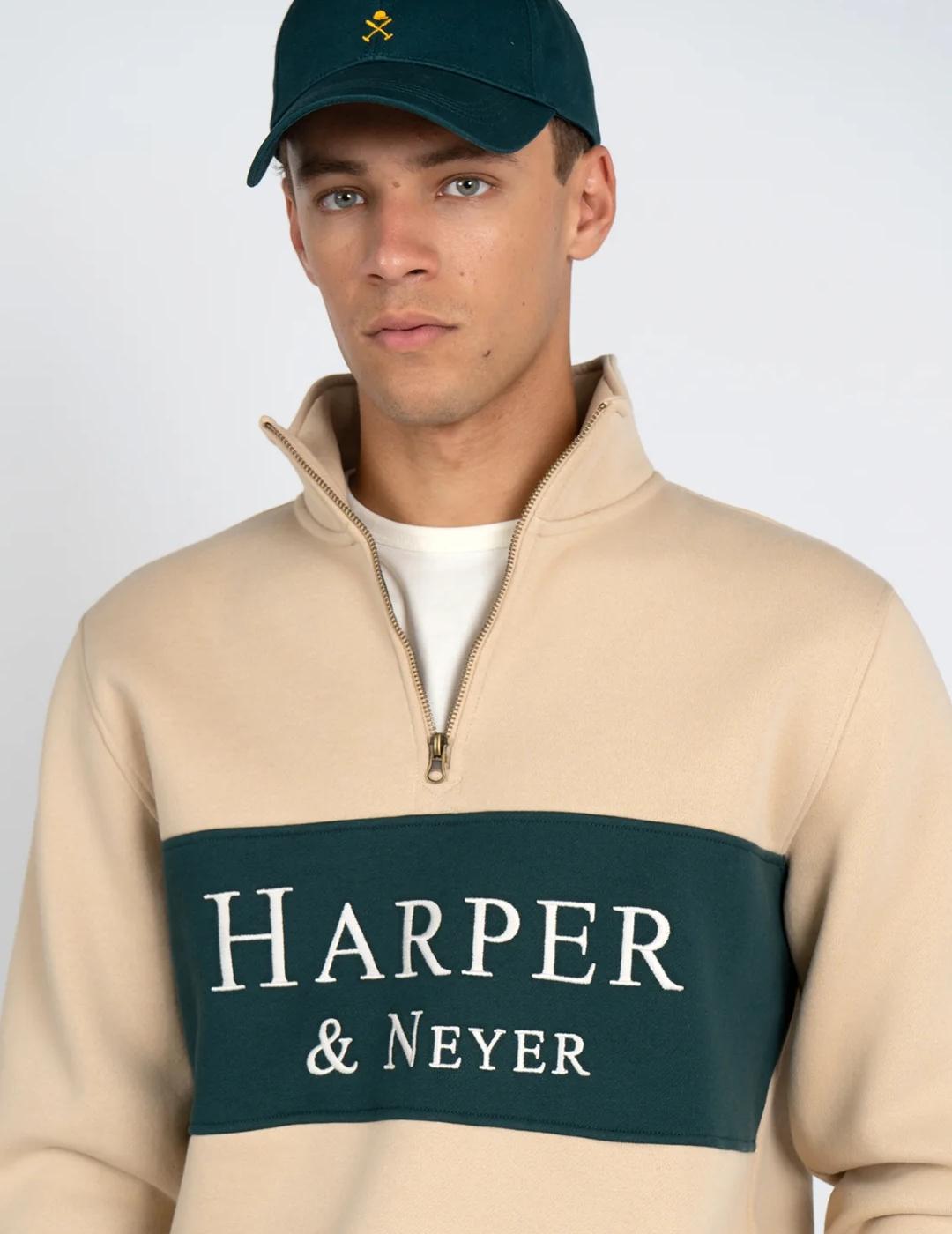HARPER SUDADERA BEIGE 1/2 ZIP MARYLAND