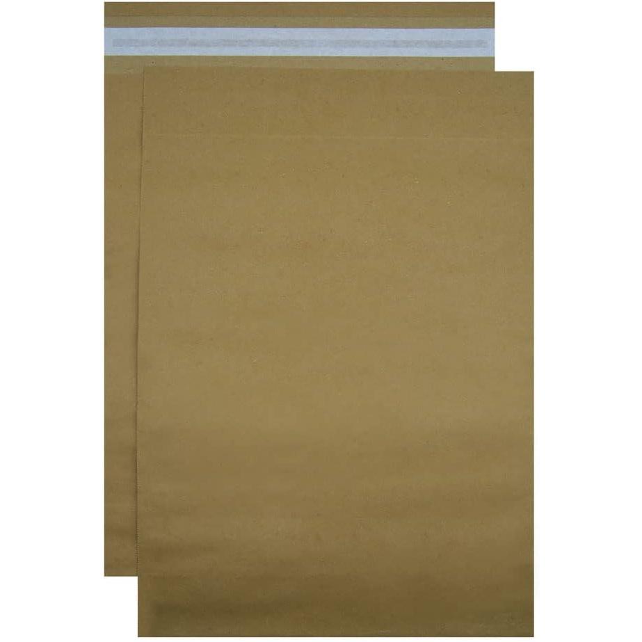 Bolsas de Papel Kraft para Envíos con Apariencia Cartón. Opaco con Autocierre Fácil Adhesivo y Resistente. Sobres Grandes Marrones Portadocumentos (50 uds, 420 x 500 x 100 mm)