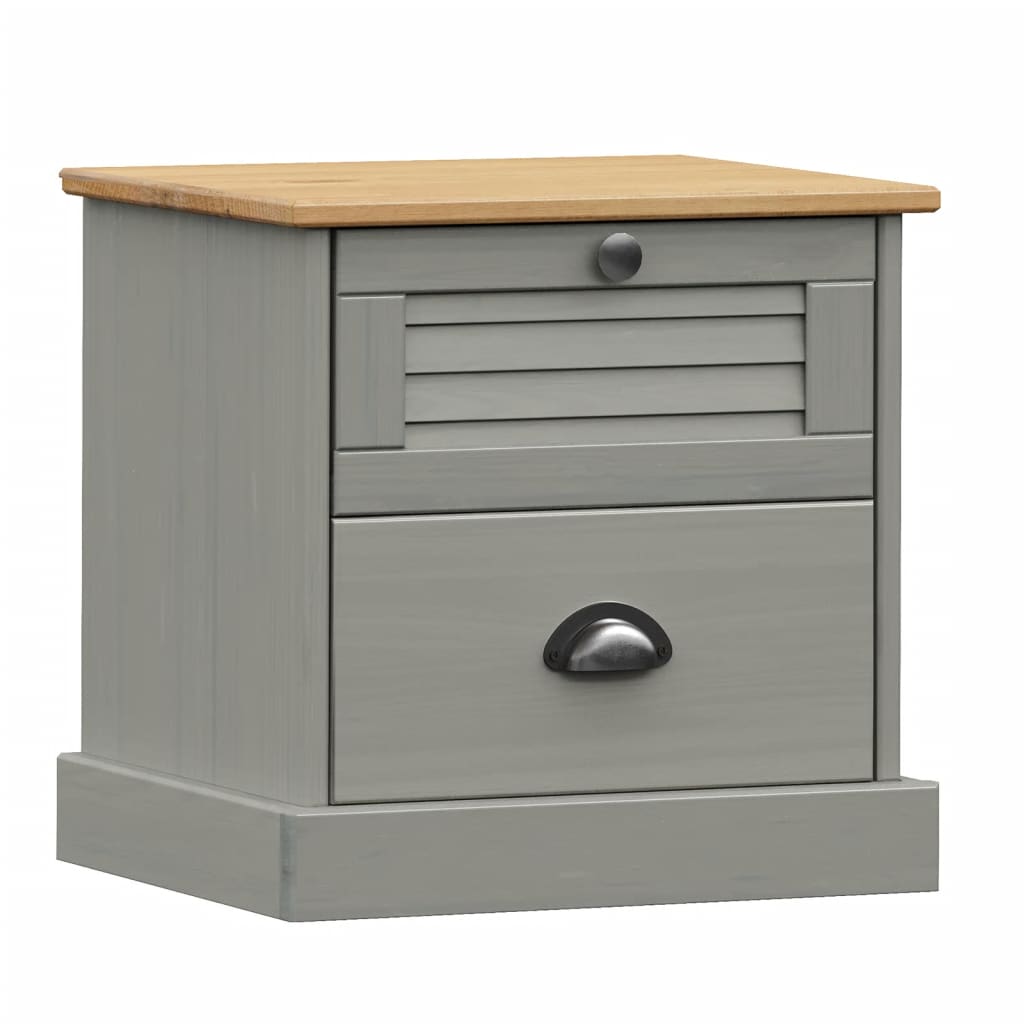 Vidaxl Mesita de Noche VIGO Madera Maciza de Pino 42x35x42 Cm - Marrón