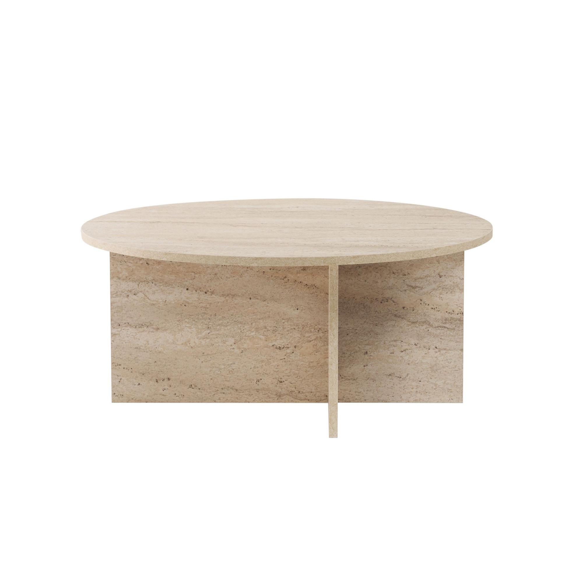 Habitat y Jardin - Mesa de centro de madera "Soleil" - 90 x 90 x 40 cm - Travertino