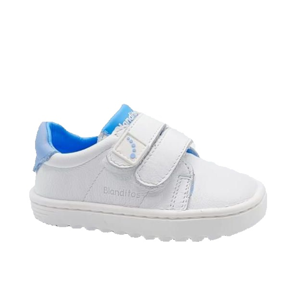Deportivos Barefoot Blanditos by Crios Atenas Blanco/Azul – Calzado Respetuoso Infantil sin Contrafuerte con Velcro