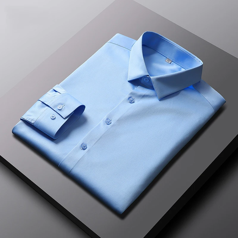 TK Camisa De Hombre Casual Y Moda Con Mangas Largas De Color Sólido No Hierro Y Resistente a Arrugas Top De Negocios