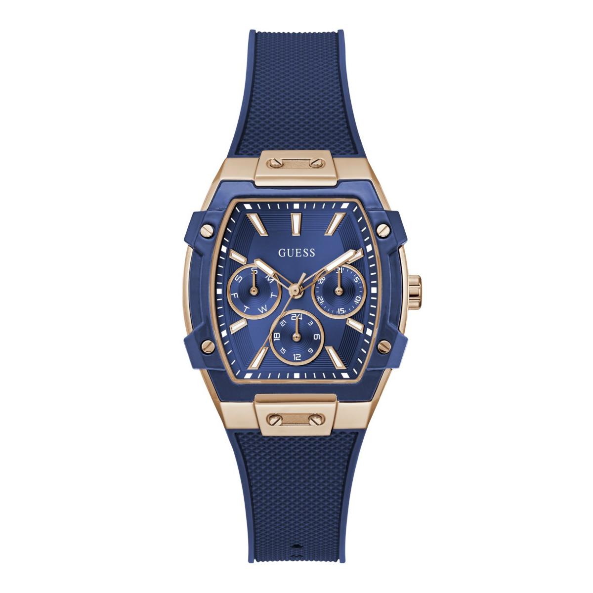 Guess Reloj Mujer Caja De Acero Reciclado Pulsera Silicona De Color Azul Resistente Al Agua 3 Atm Gw0945l4