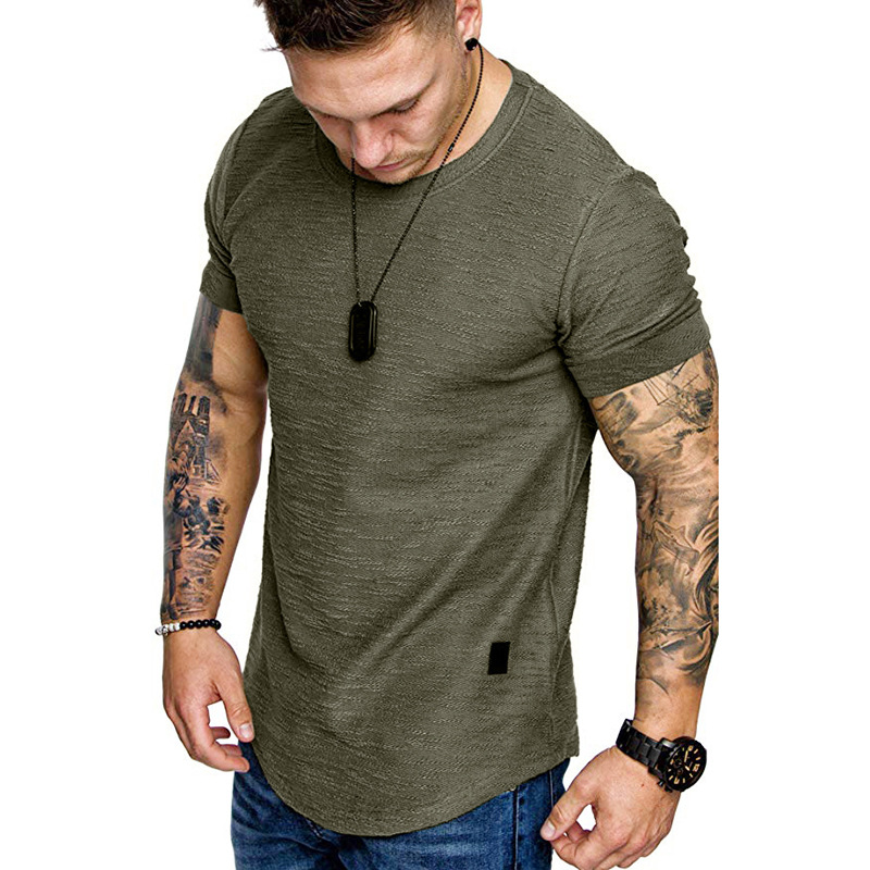 TK Camiseta de algodón de bambú para hombre, camiseta informal de manga corta con cuello redondo a la moda, tops para hombre
