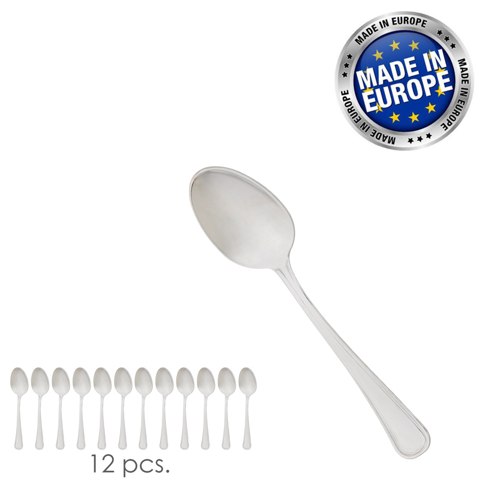 ORYX Caja de 12 Cucharas de Café y Postre Modelo Valencia 138 mm | Set de Cucharillas de Café y Yogur en Acero Inoxidable 18/0 de Alta Resistencia | Cubertería Clásica y Duradera para Hogar, Cafeterías, Bares y Hostelería