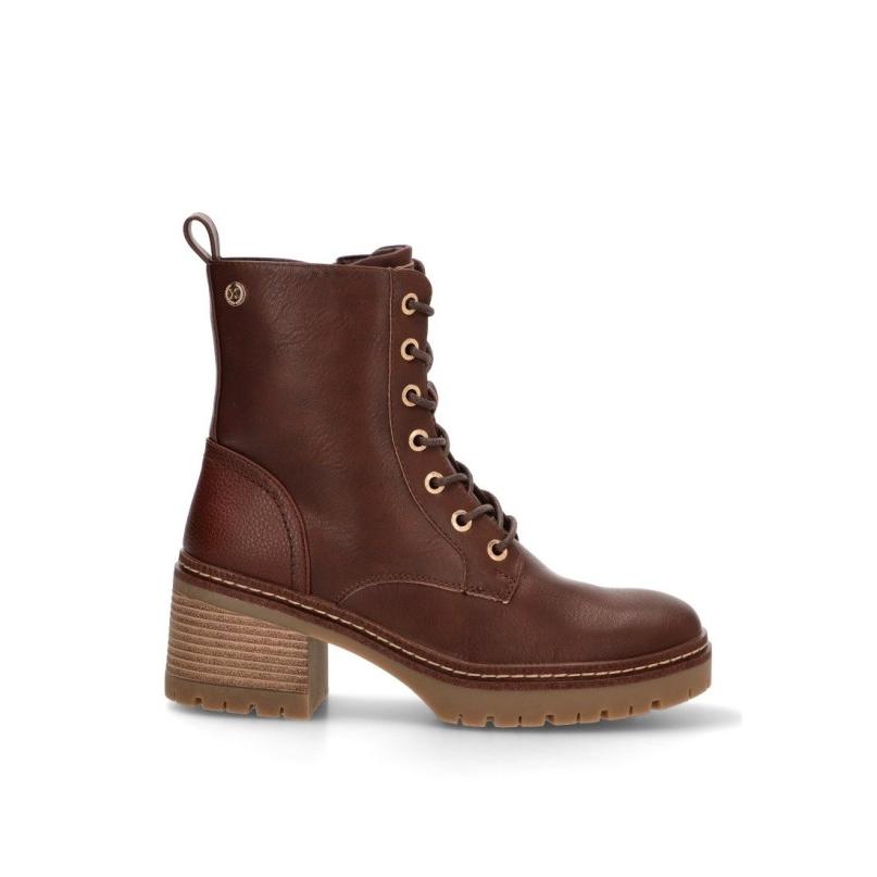 Botin Militar Xti - Mujer - Tacón Medio - Modelo 144454 - Color Marron
