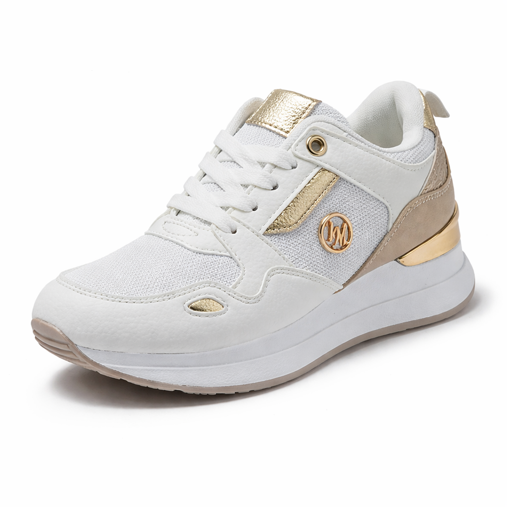 JOTA KA Zapatillas Mujer Moda Cómodas – Diseño Elegante y Ligero, Transpirables, Estilo Casual Urbano con Detalles Dorados , 3 COLORES PARA ELIGIR