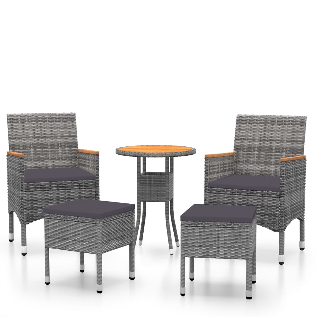 vidaXL Juego de muebles de jardín de 5 piezas ratán sintético gris