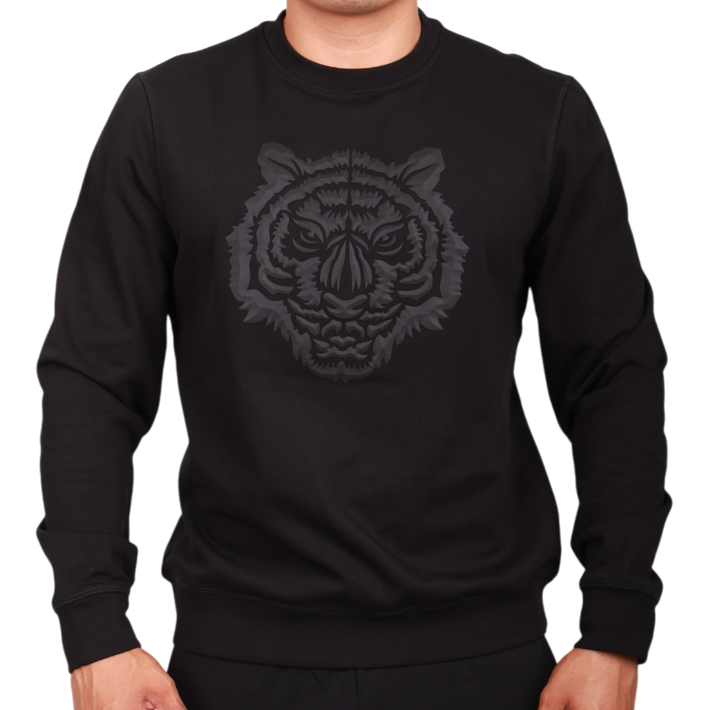 Sudadera Antony Morato Tigre Estampado Algodon Sostenible Hombre Negro Hombre Moderno, Ropa casual 100% Algodón