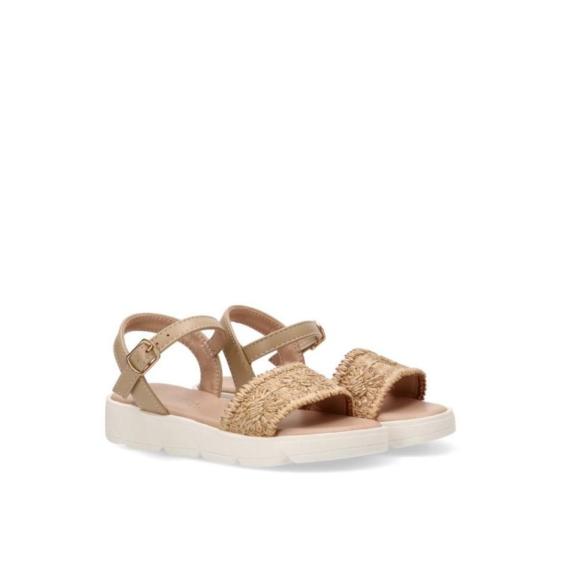 Sandalia Luna Kids - Niña - Suela Plana - Modelo Rbs002 - Color Natural