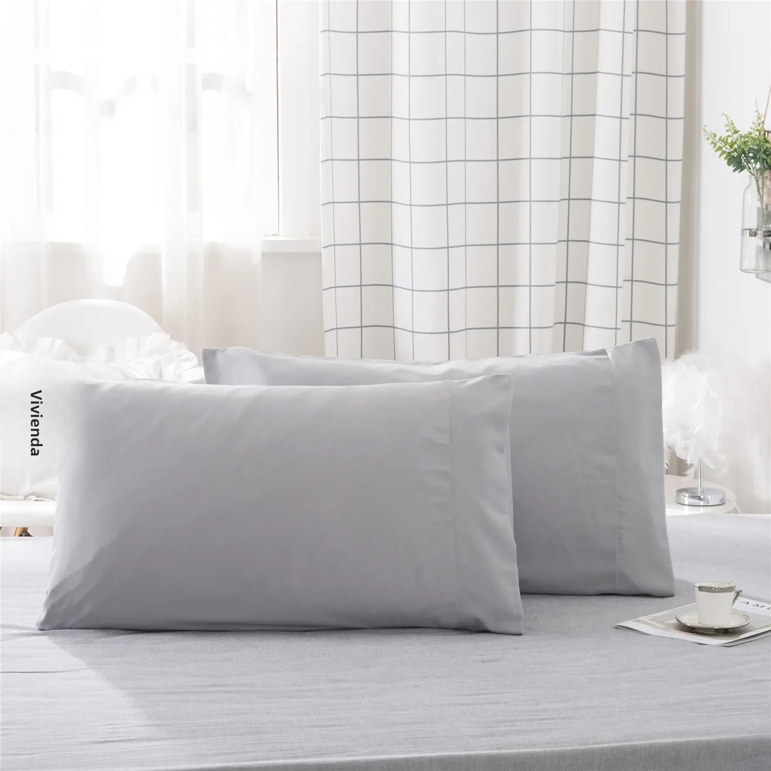 TK 2PCS Fundas Para Almohadas Cómodas Y Suaves Para El Dormitorio No Incluye Insert Material De Poliéster 100% Sin Impresión