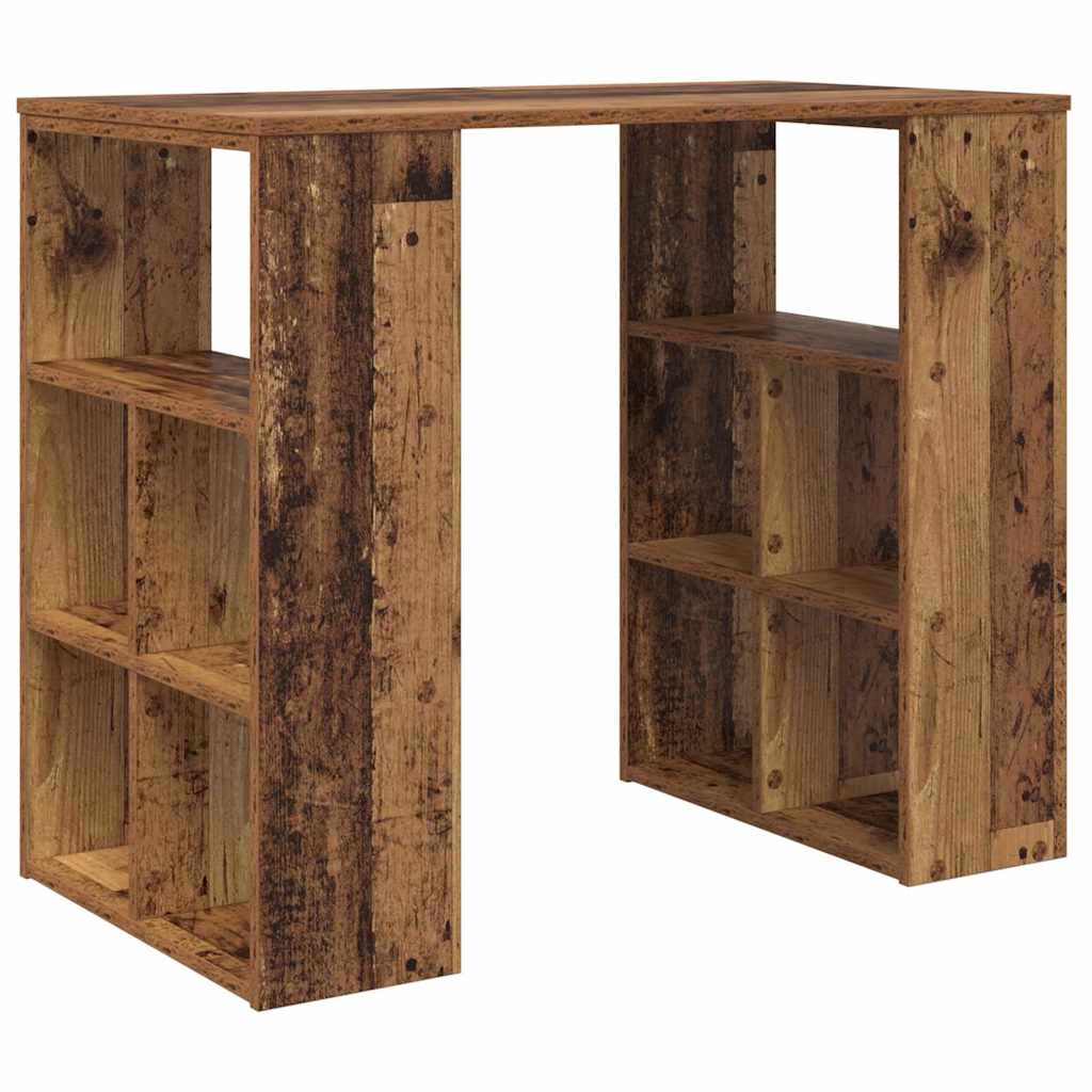vidaXL Escritorio con estante Madera envejecida 90 x 50 x 75 cm