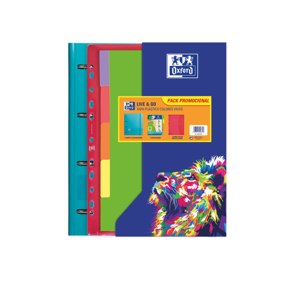 Oxford europeanbinder oxfl&g a4+pp sb+sep viv sur - carpeta de anillas europea - tamaño a4+ - fabricada en polipropileno - separadores vivos y coloridos (10 uds)