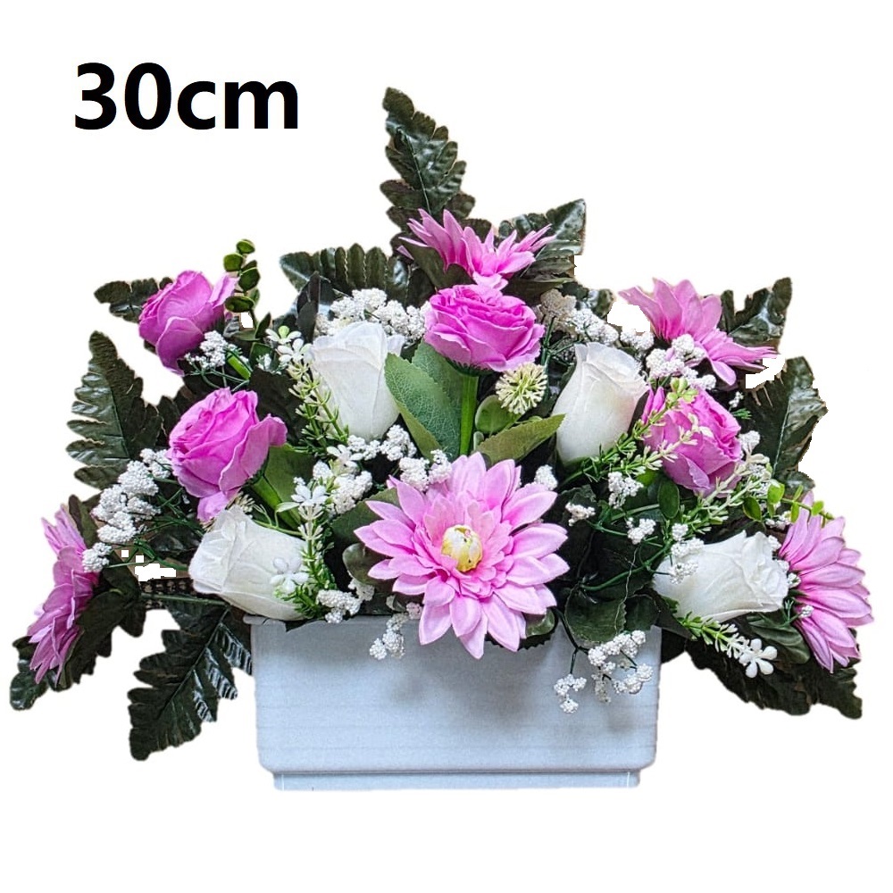 Flores artificiales para cementerio,Centro Flores para santos duraderas de tela con maceta,Gerimport,Envios desde España