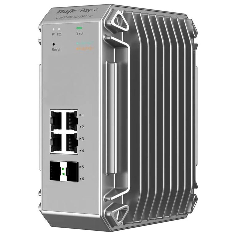 Ruijie networks rg-nis3100-4gt2sfp-hp managed l2 gigabit ethernet (10/100/1000) power over ethernet (poe) switch, gray