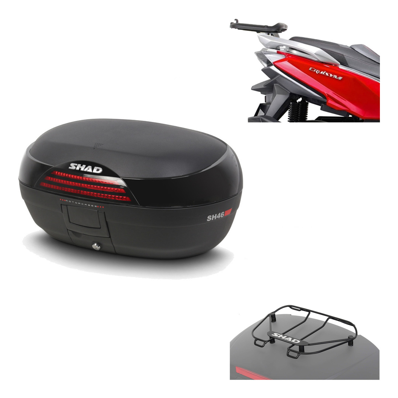 Baul Trasero + Herraje Montaje + Parrilla Portabultos Sh46 Sh 46 New Model KIT-184641
