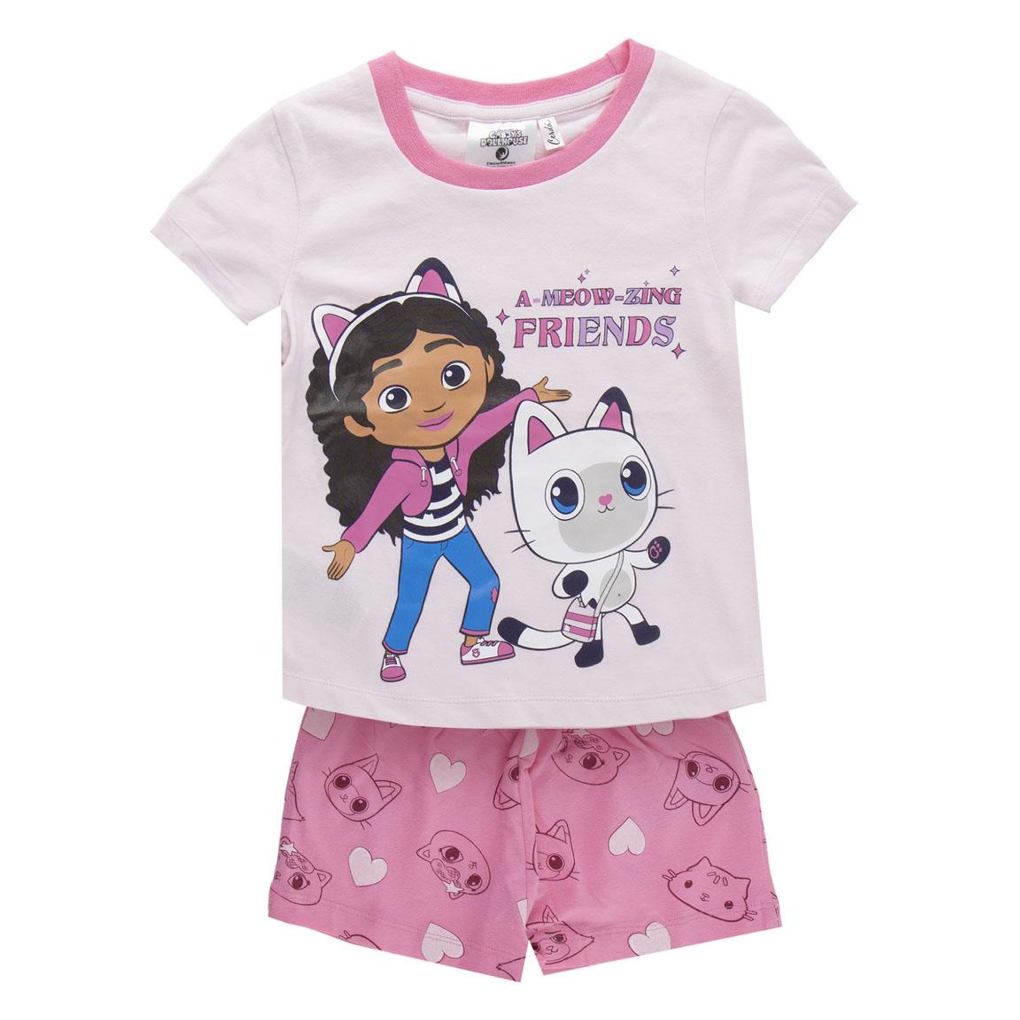 Pijama Corto Gabby´S Dollhouse 2 Piezas - Conjunto Verano Gabby's Dollhouse con Camiseta Manga Corta y Pantalón Corto, Pijama Suave y Transpirable, Ropa de Dormir Cómoda