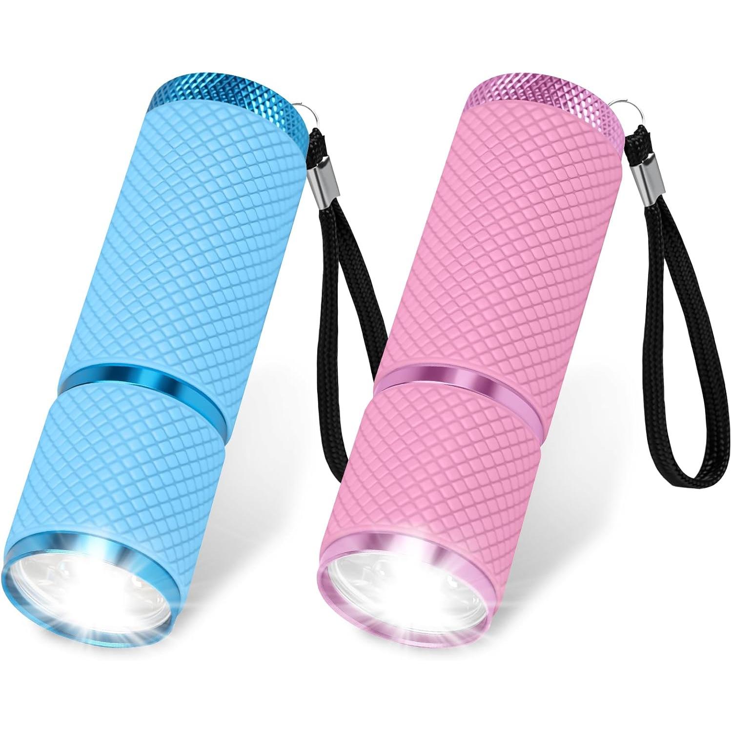 2PCS Mini Linterna LED, Linternas Pequeña de Aleación de Aluminio Resistente al Agua, con Cordón y Mango Brillante,Linterna Infantil,2 Colores,para Camping,Senderismo,Emergencia,Regalo