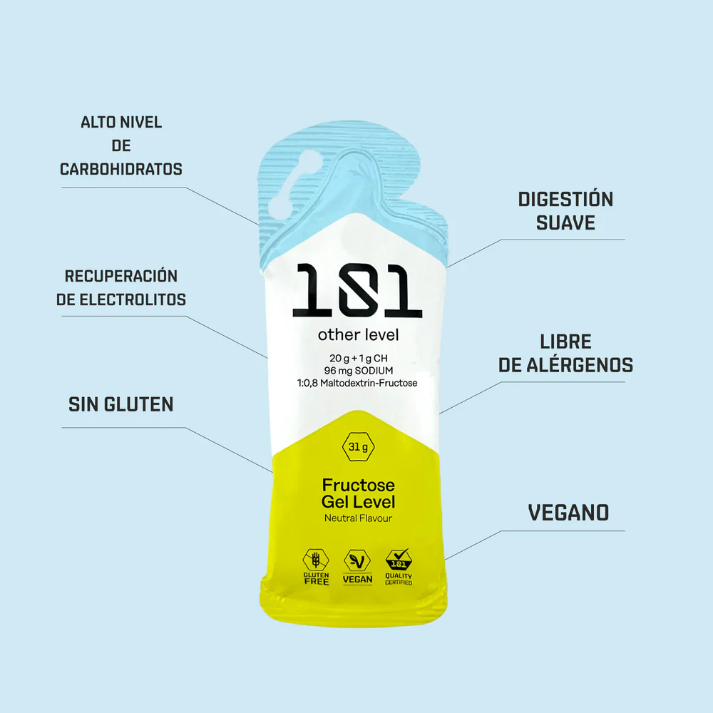 101 OTHER LEVEL PACK 12 FRUCTOSE GEL LEVEL 31 GRAMOS - 21G CHO + 96MG SODIO + 41MG CAFEÍNA
