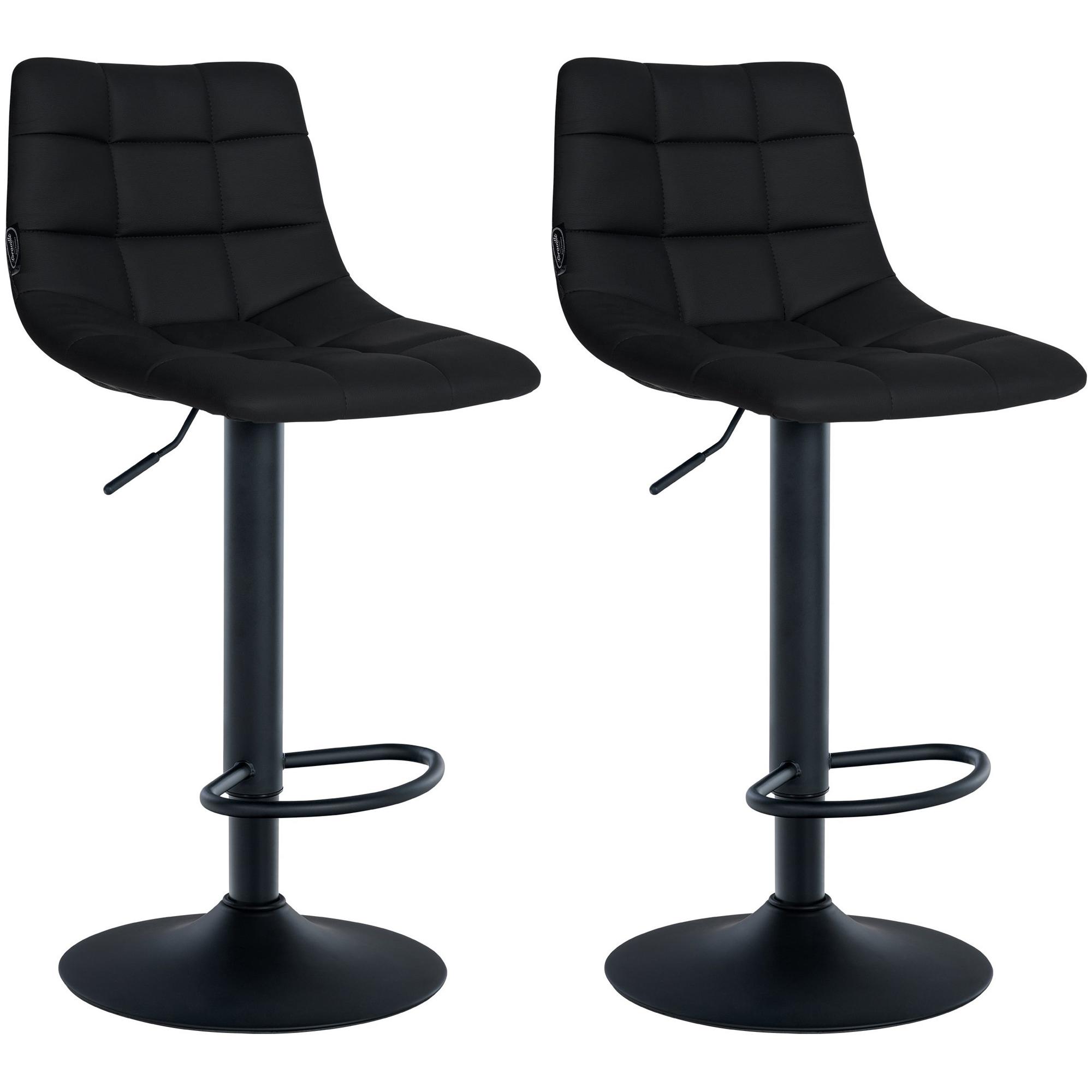 Juego de 2 Taburetes de bar Jerry en polipiel Negro,Negro