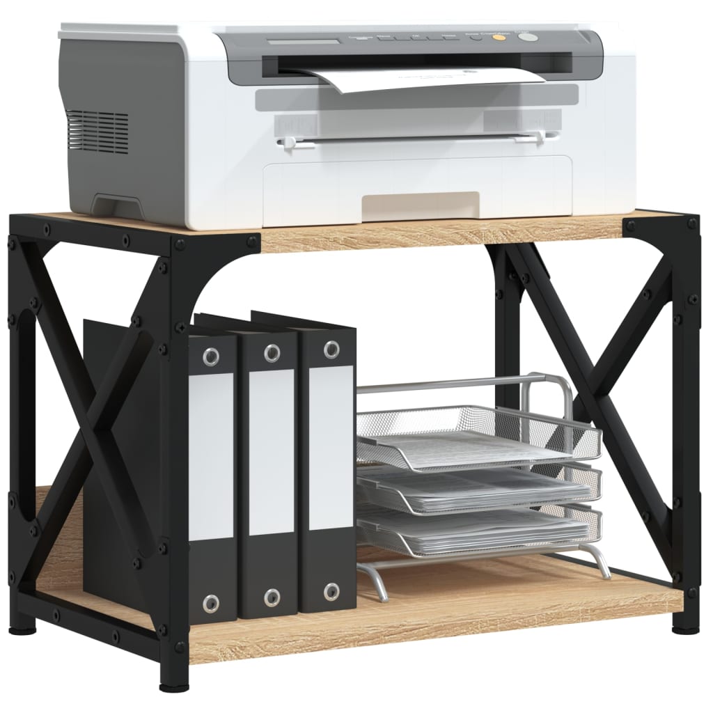 vidaXL Soporte de Impresora 2 Niveles Estante Organizador Archivos Color Gris sonoma, Marrón roble, Negro y mas