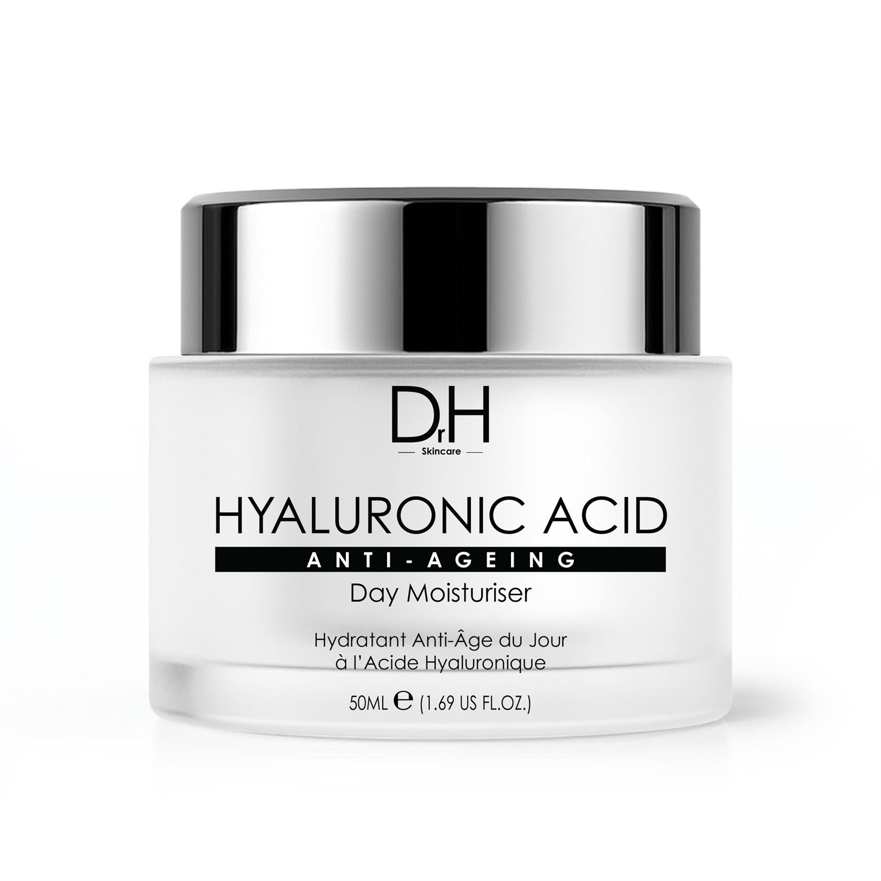 Dr H - Crema de Día Antiedad con Ácido Hialurónico 50 ml, Hidratante y Antiedad para Piel Seca y Deshidratada