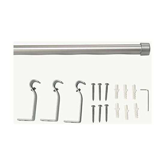 Barra Cortinas Extensibles con Terminales - Barra Cortina Aluminio Tamaño 160 - 300 cm - Barra Cortina Color Plata - BLINDECOR