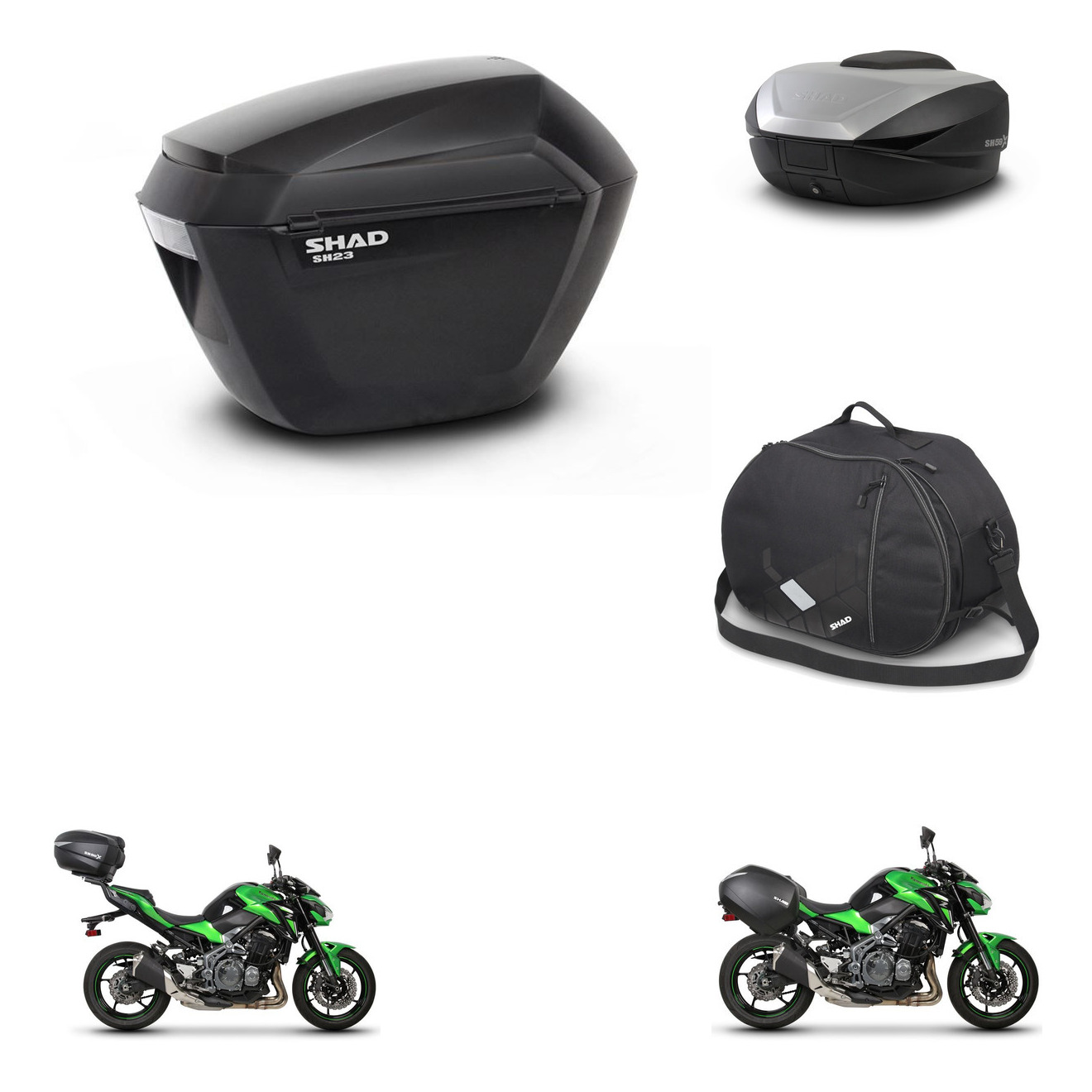 Baul Trasero + Maletas Laterales + Bolsa Interna + Herraje 3P + Herraje Montaje Sh23 Sh59x Alu KIT-262505
